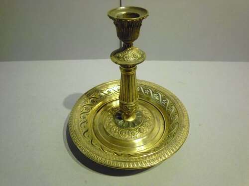 Unusual French Gilded Brass Chamber Stick