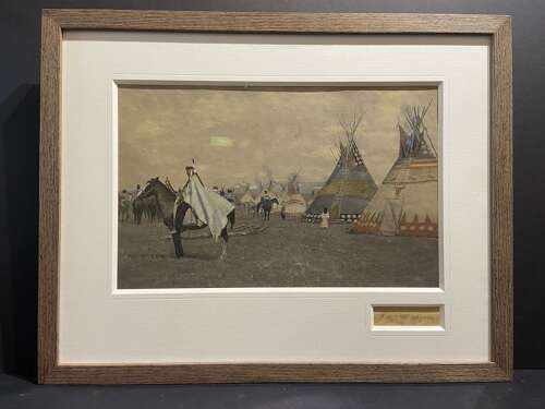 Fine Original Hand Painted Photograph of the Blackfoot Reservation Circa 1909