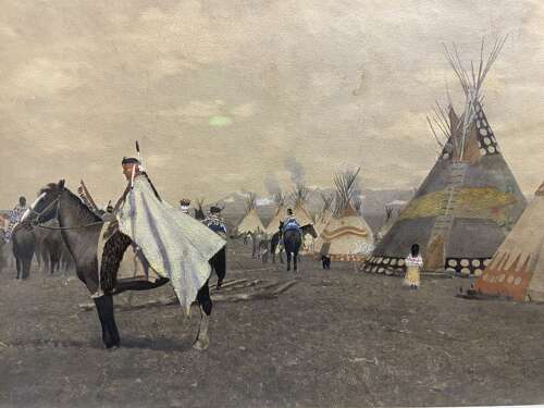Fine Original Hand Painted Photograph of the Blackfoot Reservation Circa 1909