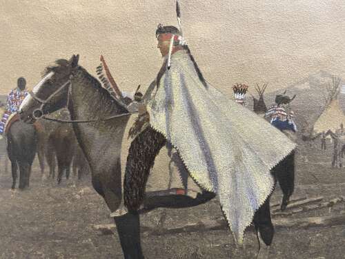 Fine Original Hand Painted Photograph of the Blackfoot Reservation Circa 1909