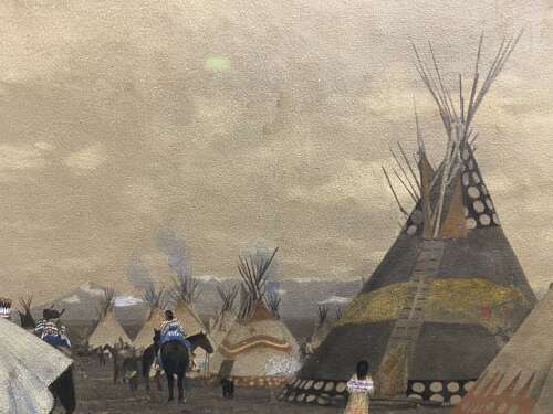 Fine Original Hand Painted Photograph of the Blackfoot Reservation Circa 1909