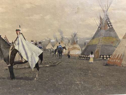 Fine Original Hand Painted Photograph of the Blackfoot Reservation Circa 1909