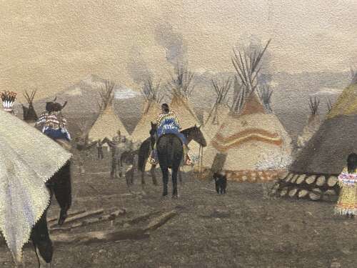 Fine Original Hand Painted Photograph of the Blackfoot Reservation Circa 1909